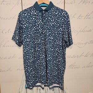 GREYSON Men's Golf Polo Shirt L Floral Print Short Sleeve Performance Breathable